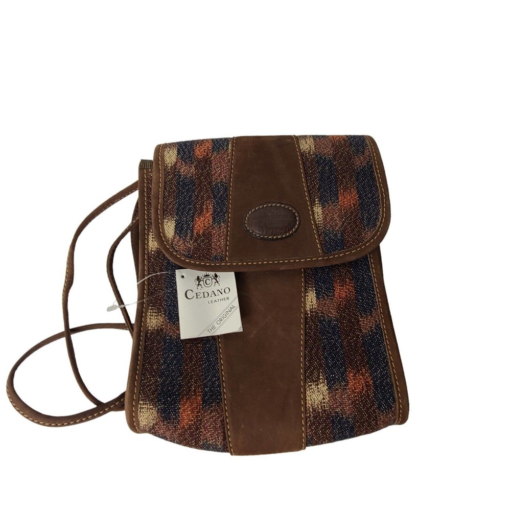 Cedano Brown Nubuck Leather/Fabric‎ Crossbody Shoulder Purse New W Tags Boho
